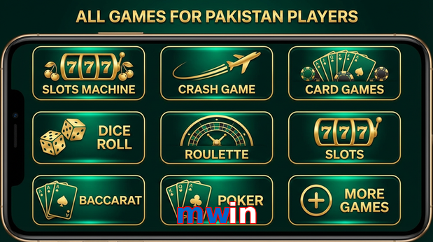 Main screen of Mwin games page for PK players